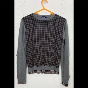 Geox Respira Italy gray plaid front sweater 12